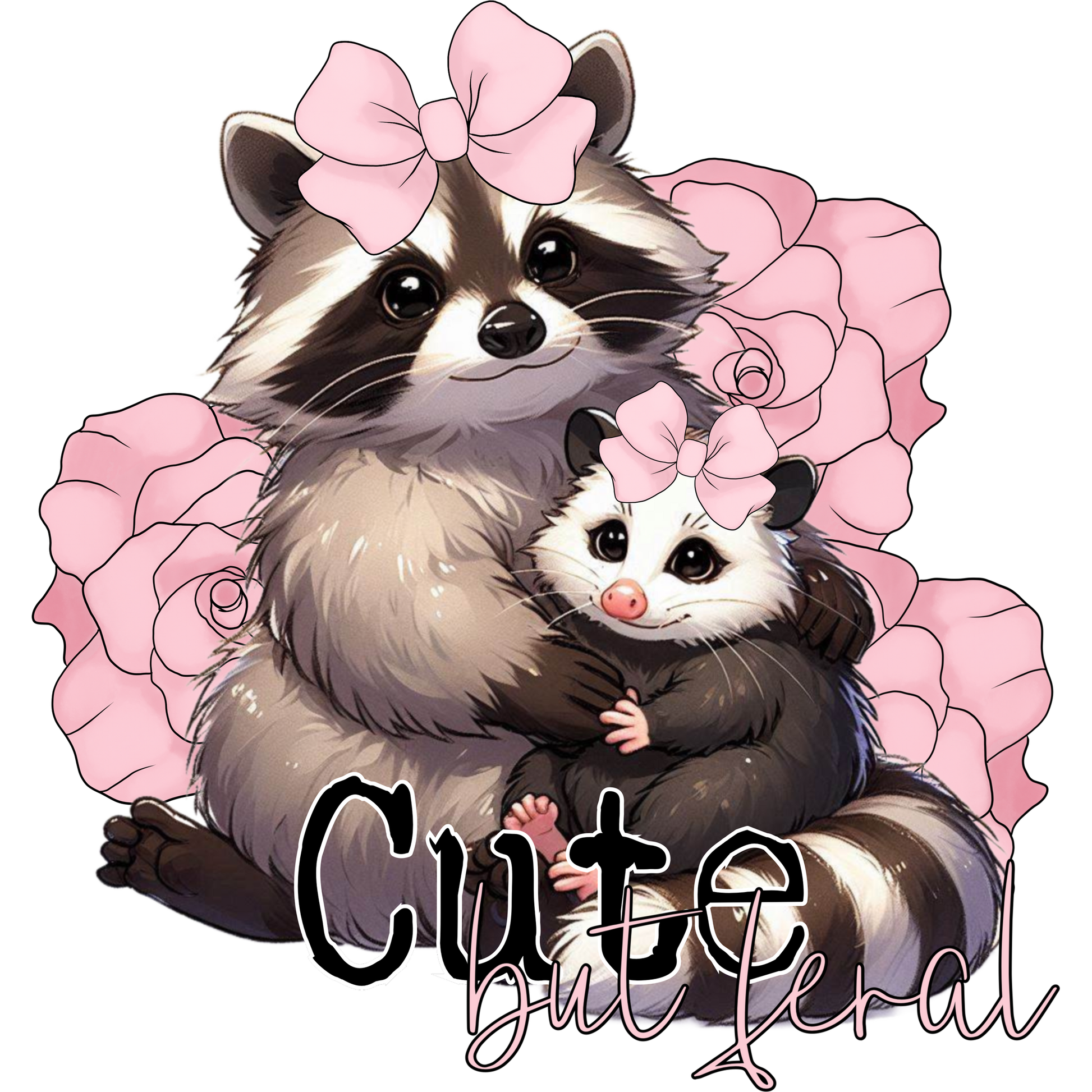 Cute But Feral Adorable Raccoon with Pink Bows Product