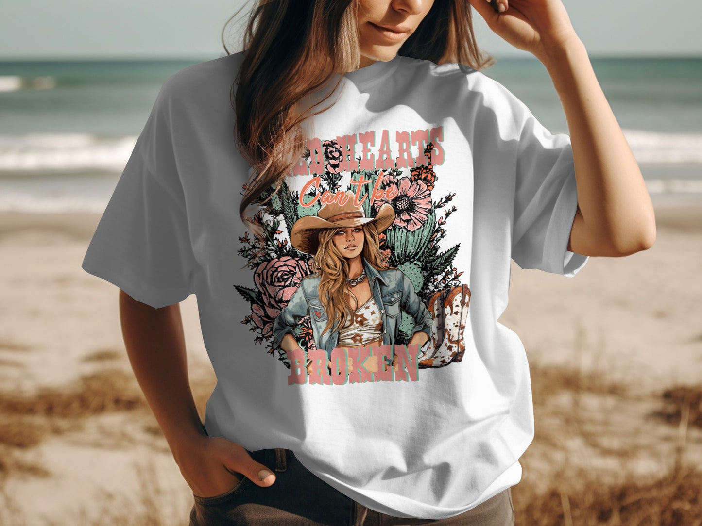 Floral Cowgirl Graphic Print Tee Perfect for Any Season