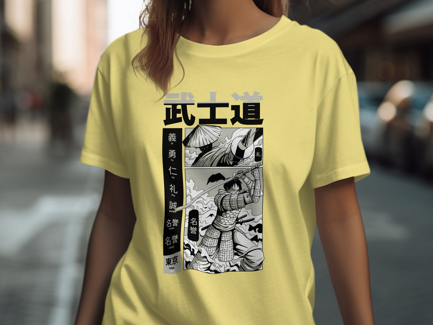 Stylish graphic tee with samurai warrior design