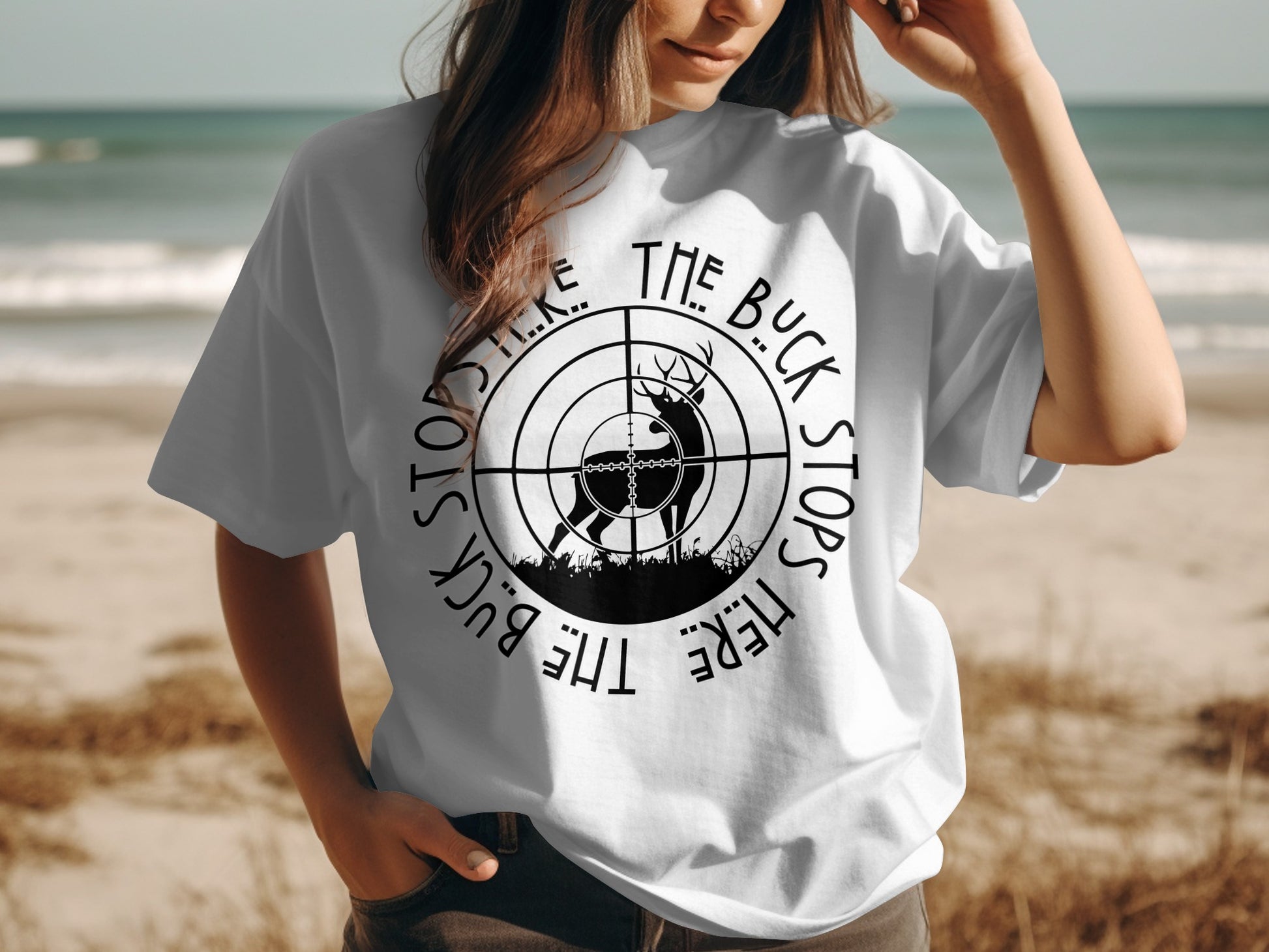 The Buck Stops Here Stop Like A Sign Hunting T-shirt