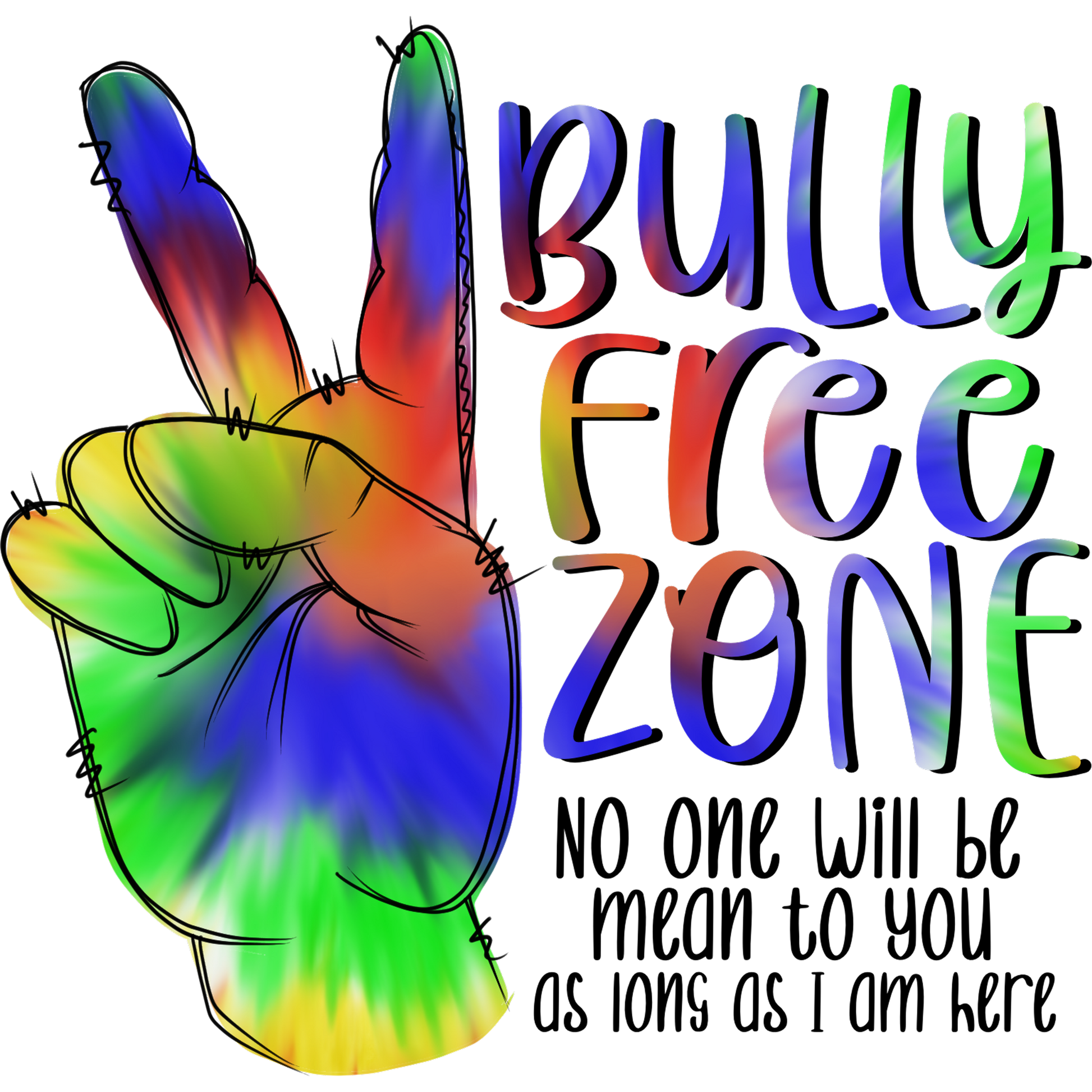 Vibrant Bully Free Zone No One Will Be Mean Poster