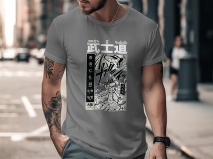 Stylish Manga Samurai Graphic Art T-shirt
