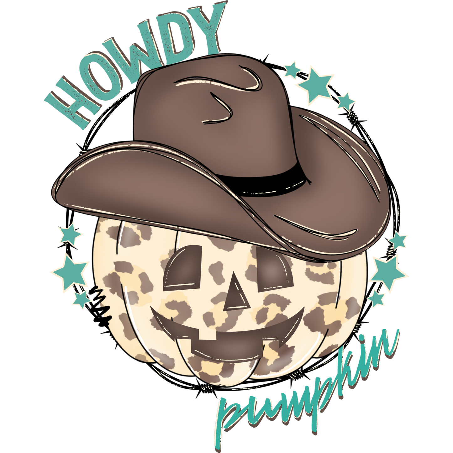 Howdy Pumpkin Smiling Face T-Shirt for Halloween Fun