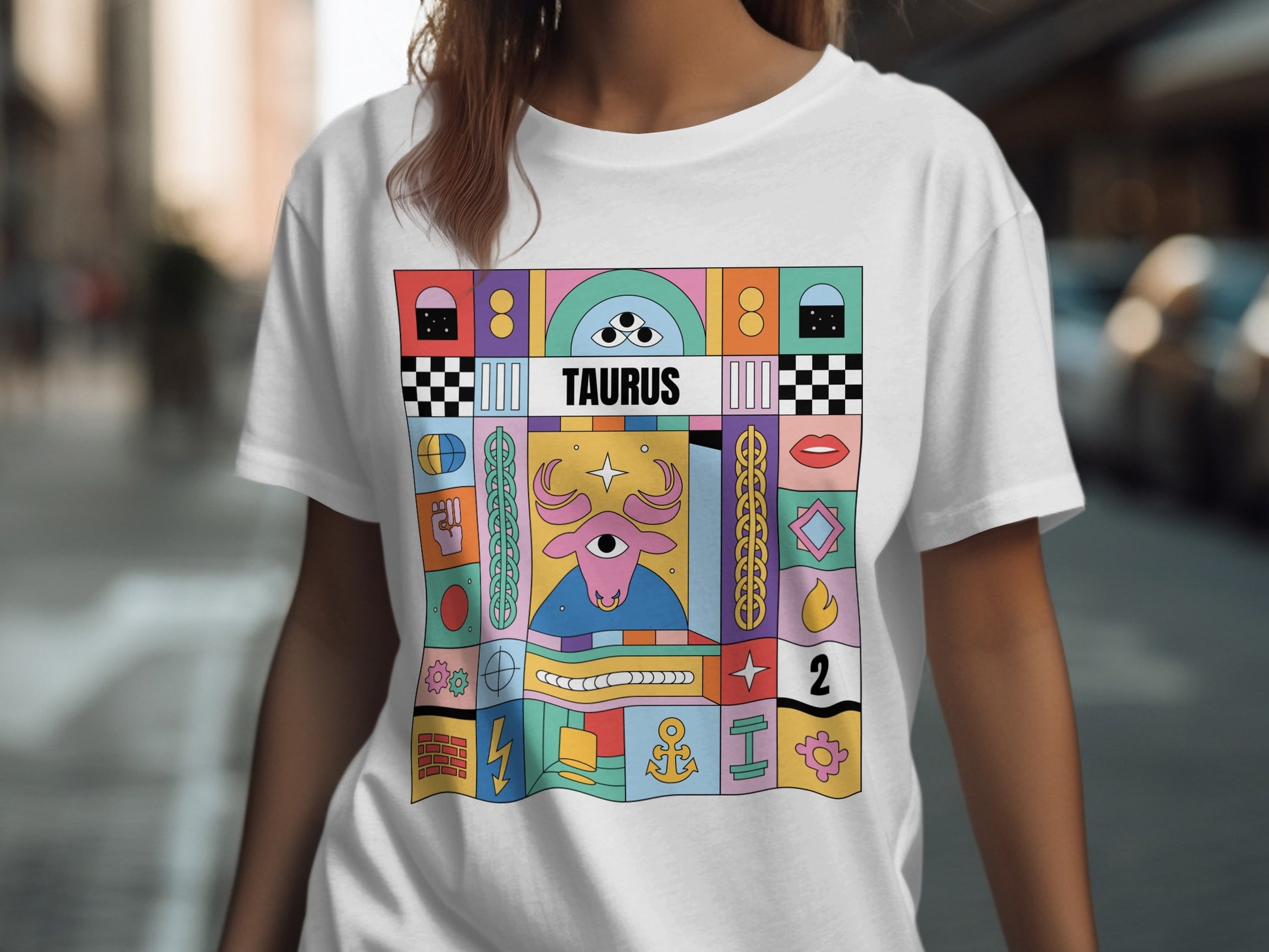 Artsy Taurus Zodiac Tee with Vibrant Design