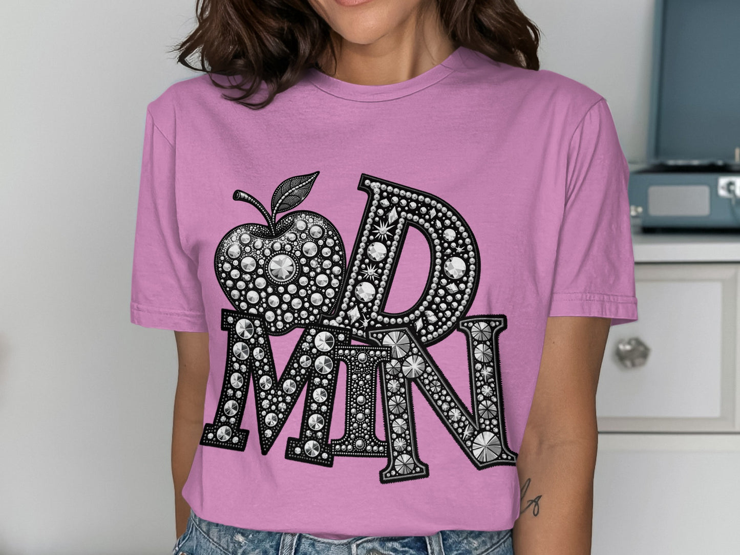 Sparkling Apple Design DMN Graphic Print T-Shirt