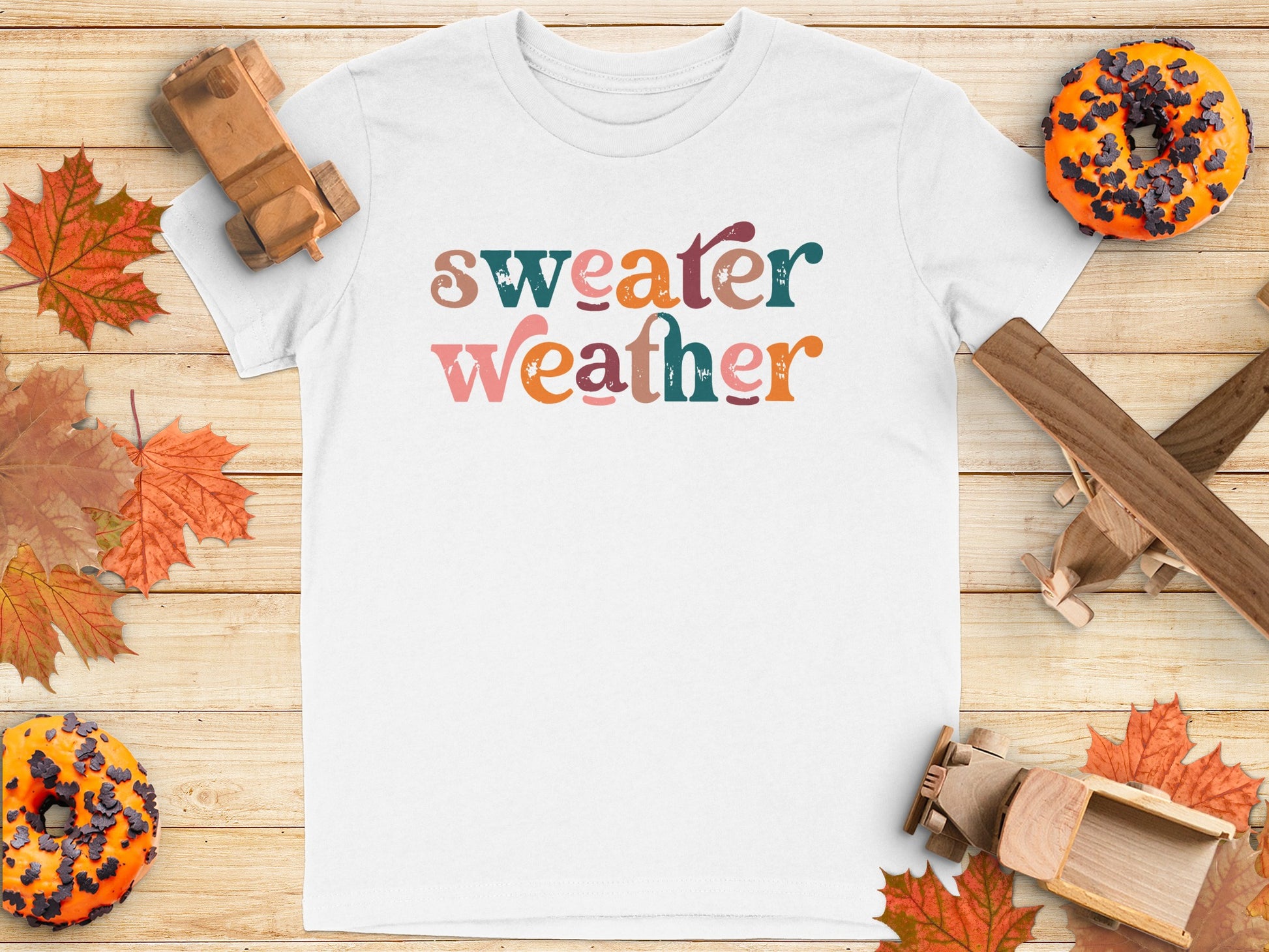 Sweater Weather Colorful Autumn Themed T-shirt