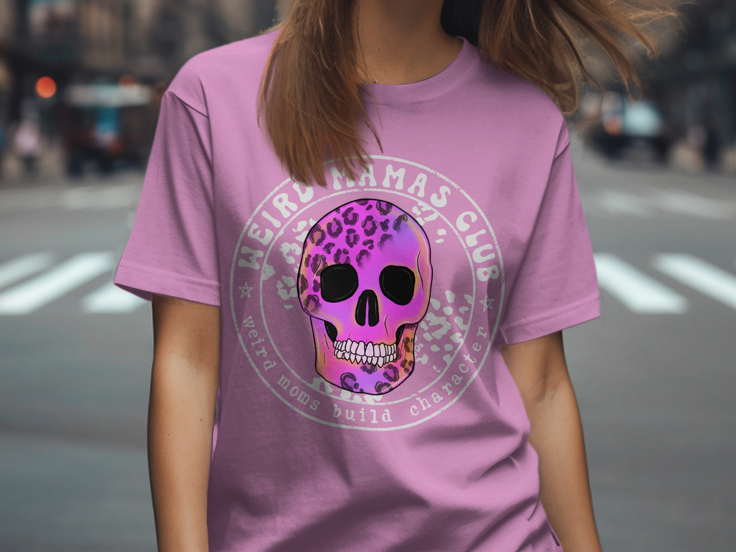 Weird Mamas Club Skull Graphic Pink T-Shirt