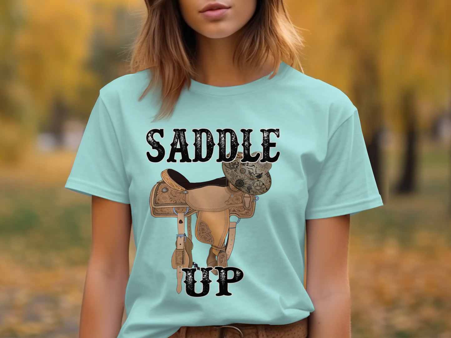 Saddle Up Graphic Novelty Casual Tee Shirt