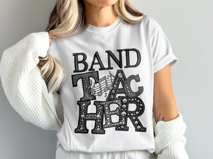 Stylish Graphic Band Teacher T-Shirt Design for Educators