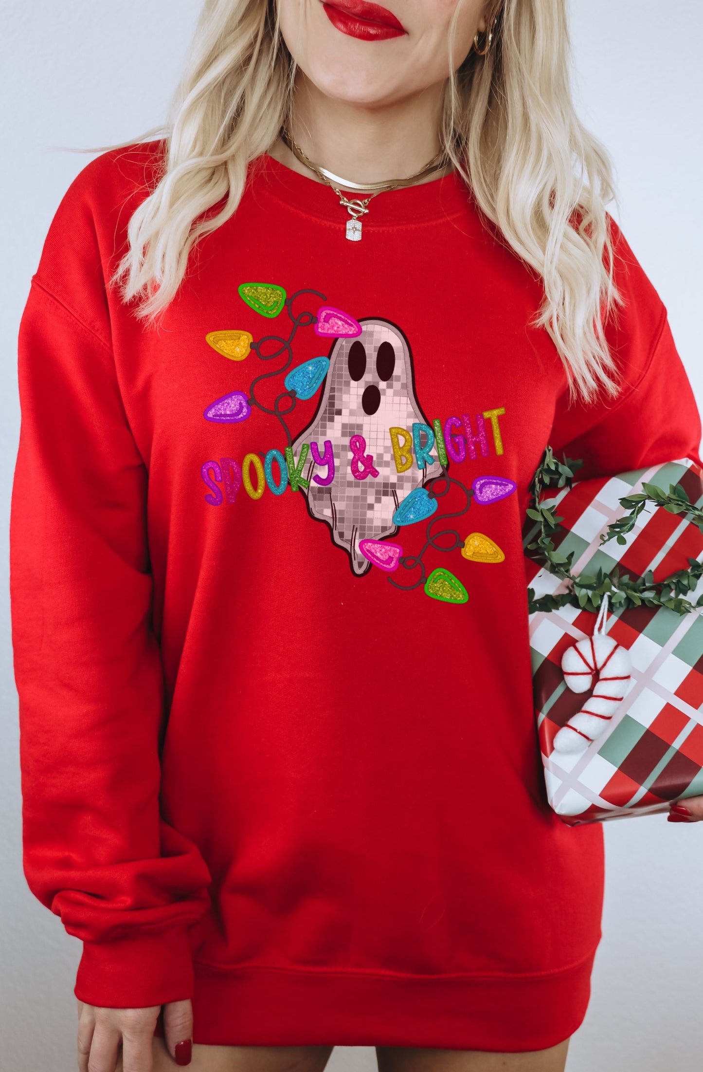 Spooky and Bright Halloween Sweatshirt with Cute Ghost