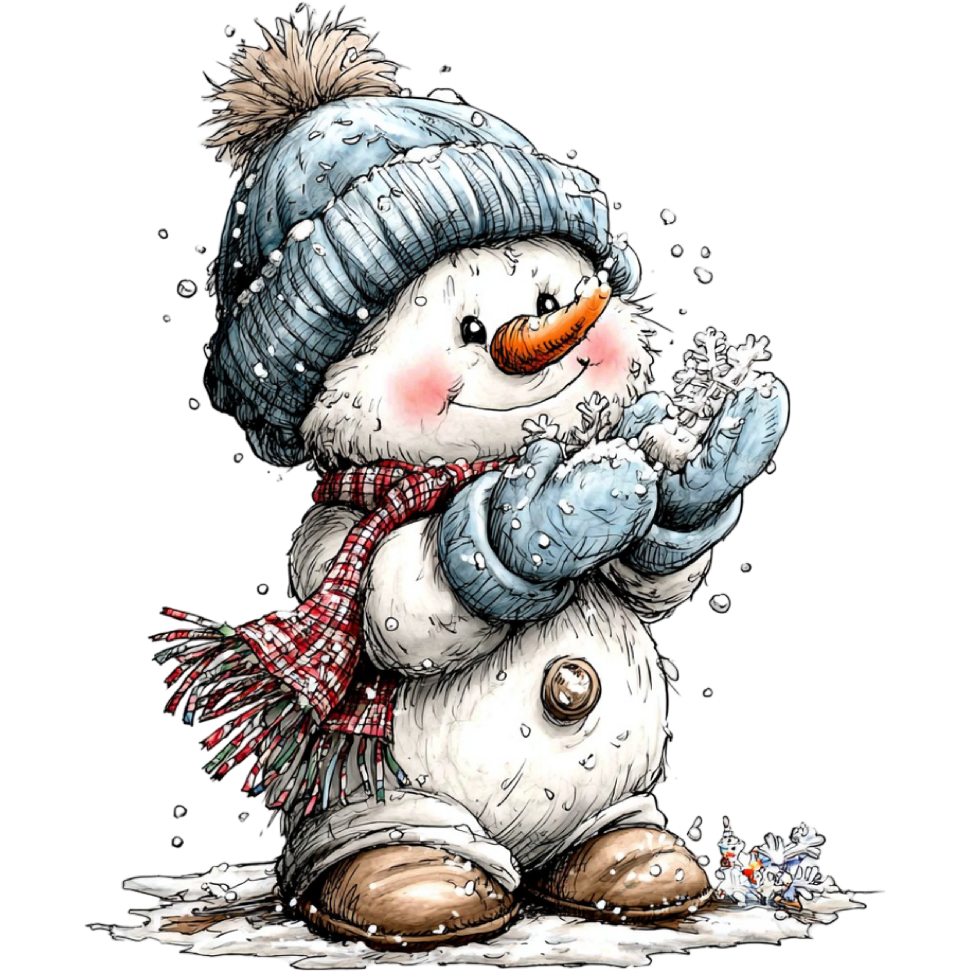 Adorable Snowman in Winter Attire Artwork Product