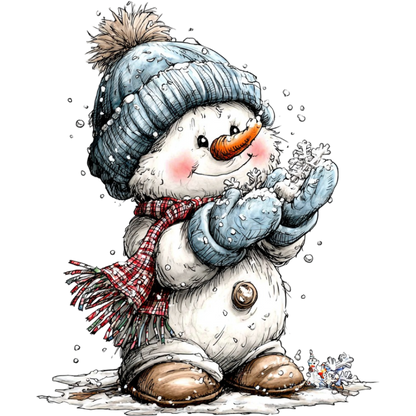 Adorable Snowman in Winter Attire Artwork Product