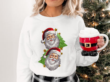 Festive Santa Claus Christmas Tree Sweatshirt Holiday