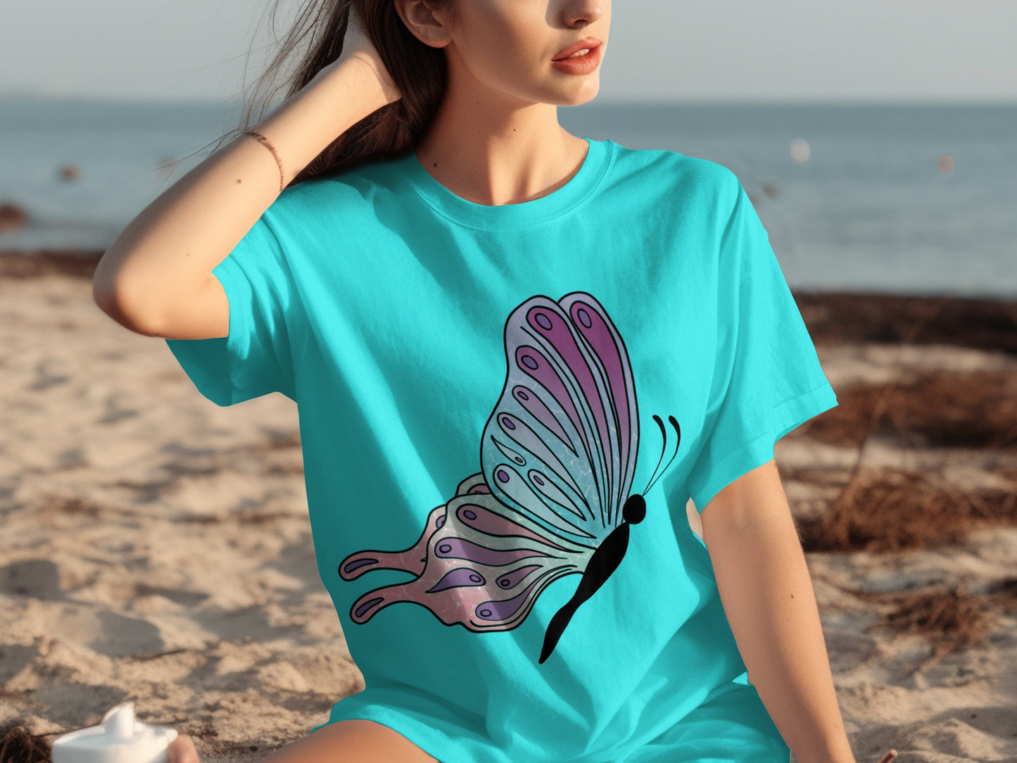 Vibrant Butterfly Design for Beach Outing T-Shirt