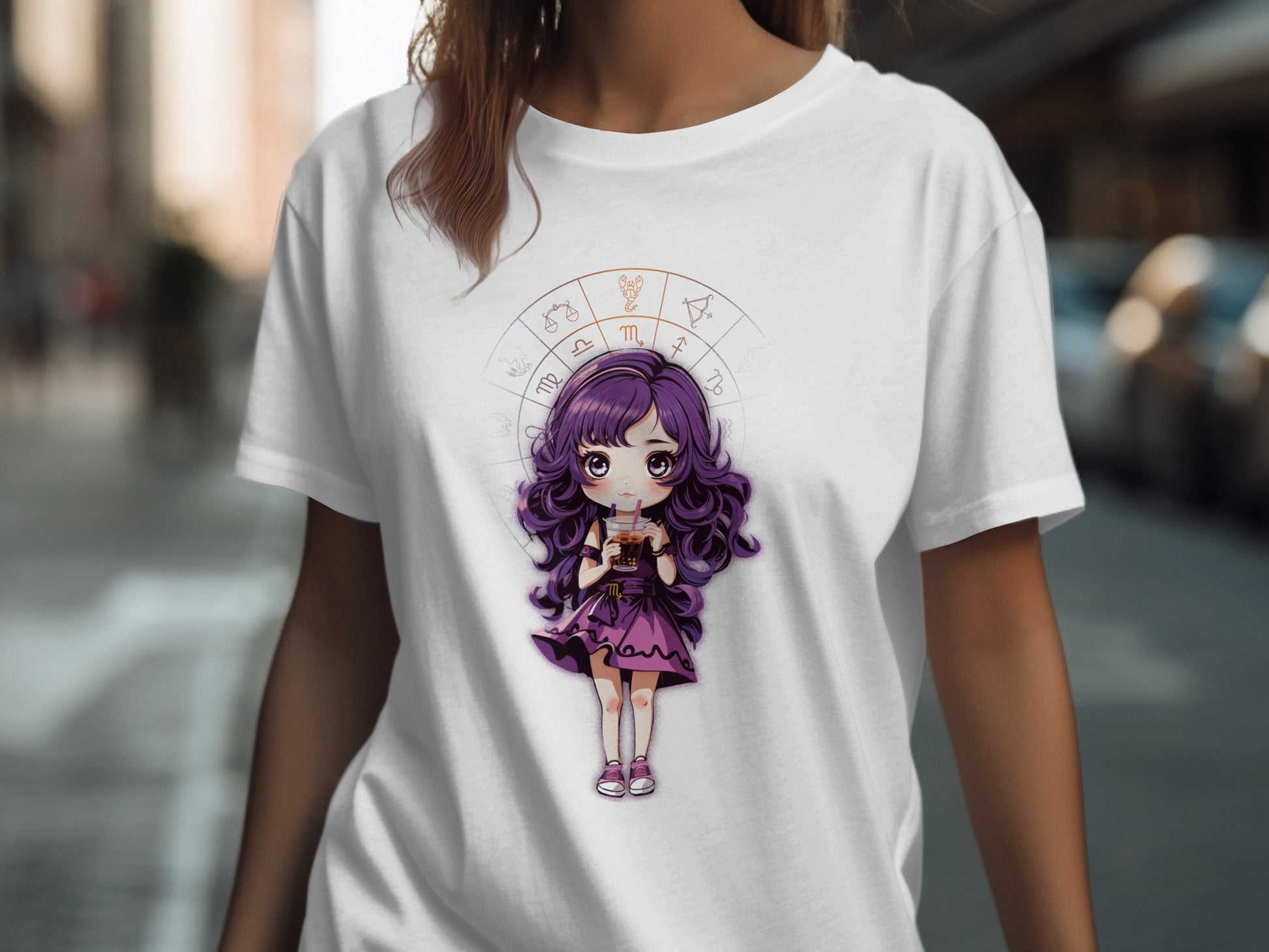 Cute Purple Haired Anime Girl Illustration Shirt