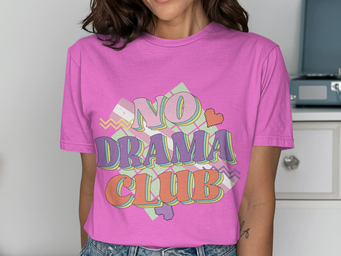 No Drama Club Graphic Tee Shirt Casual Top
