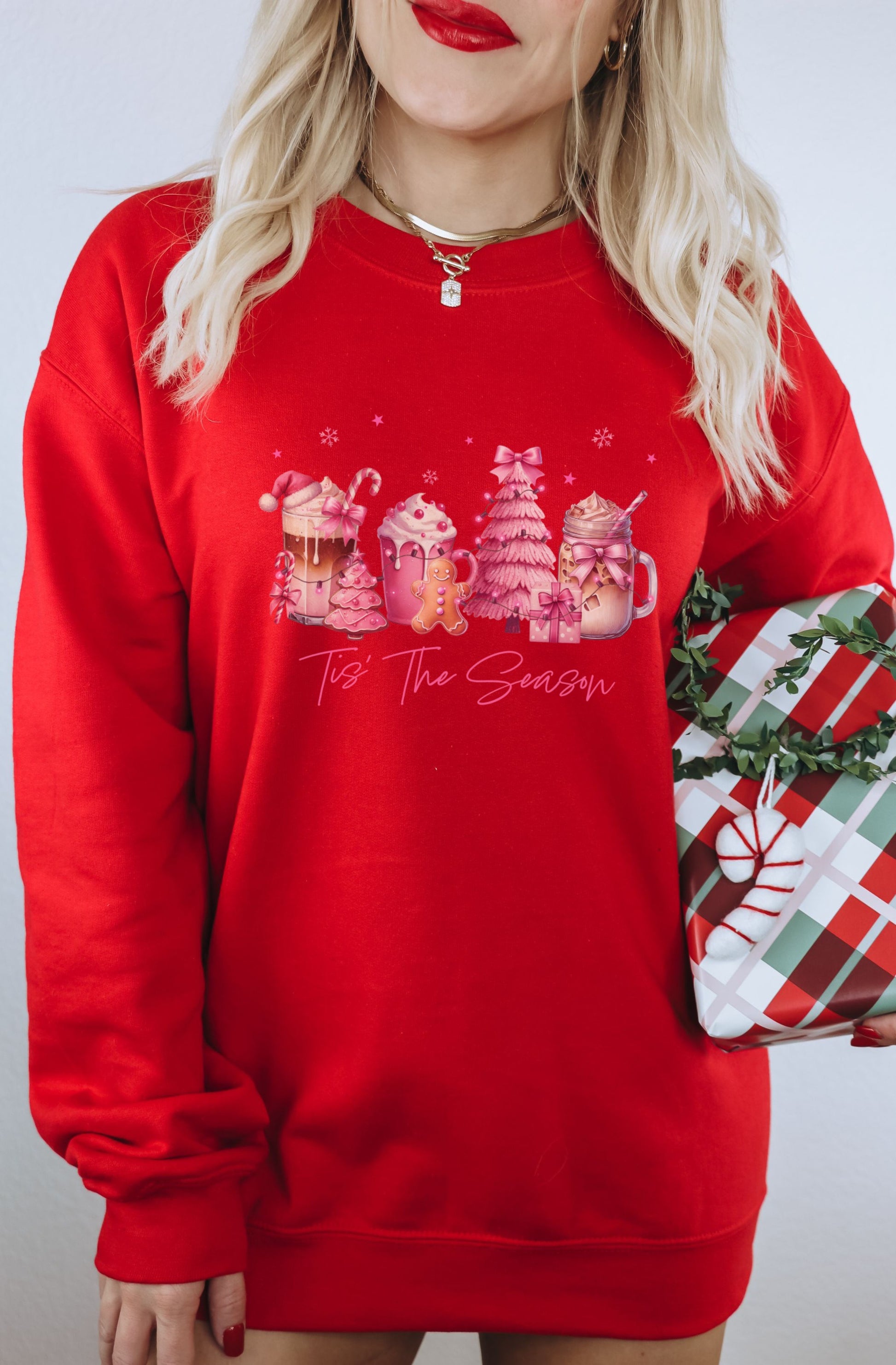 Festive Christmas Sweatshirt With Cute Holiday Print