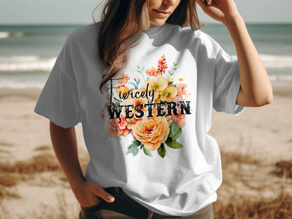 Fiercely Western Floral Graphic White T-shirt