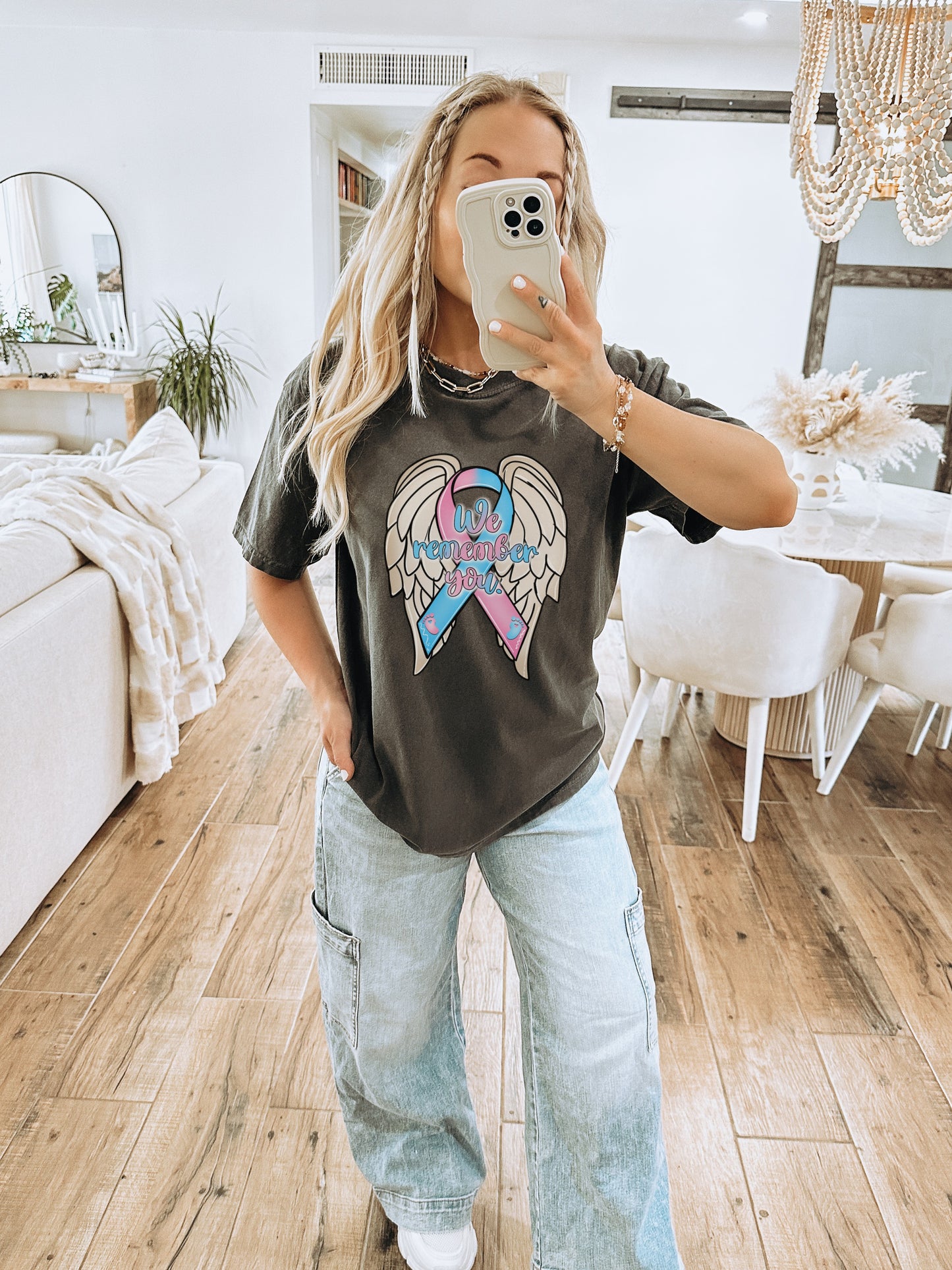 We Wear Pink Ribbon Angel Wings Graphic T-Shirt