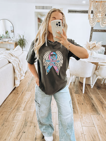 We Wear Pink Ribbon Angel Wings Graphic T-Shirt