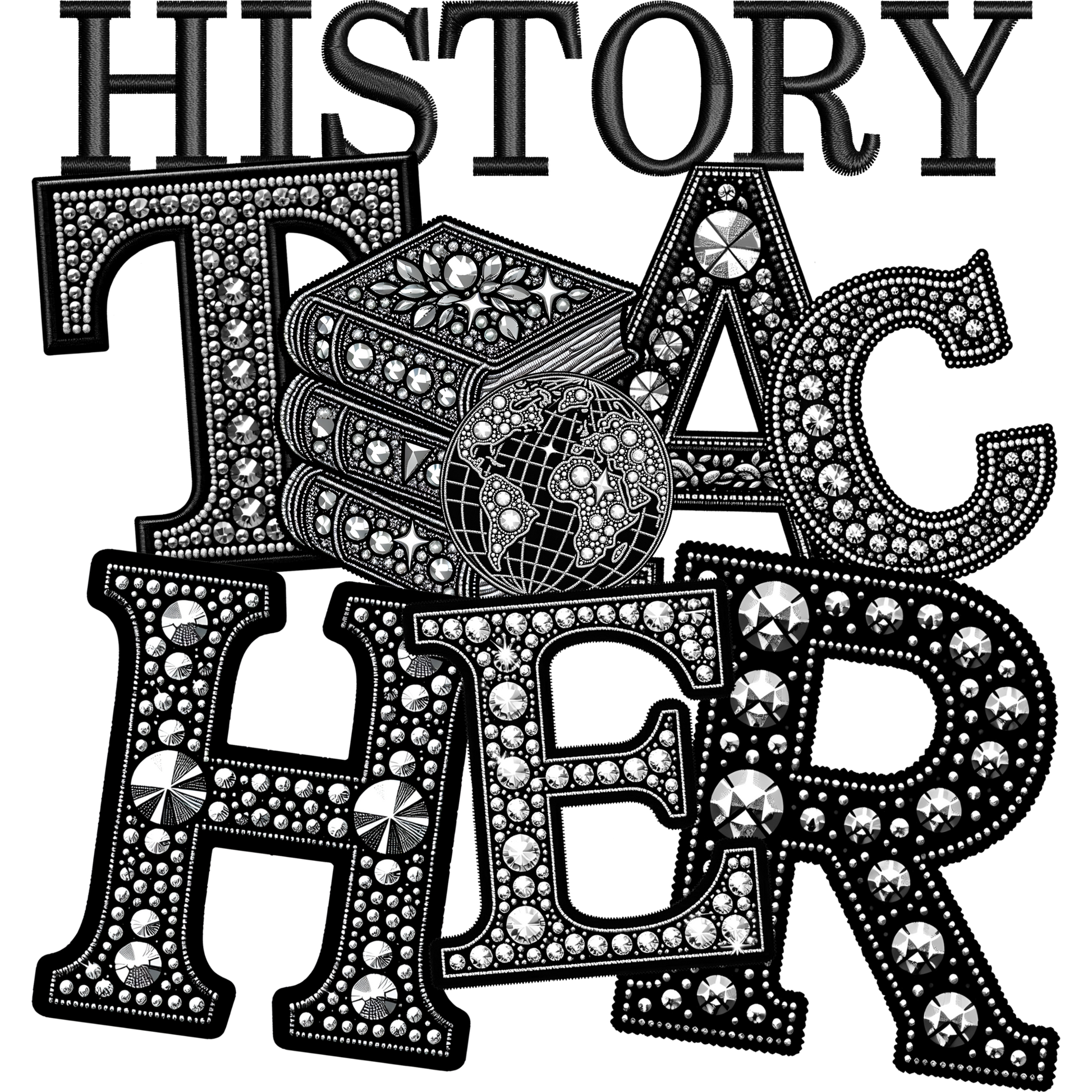 History Teacher Rhinestone Design Apparel
