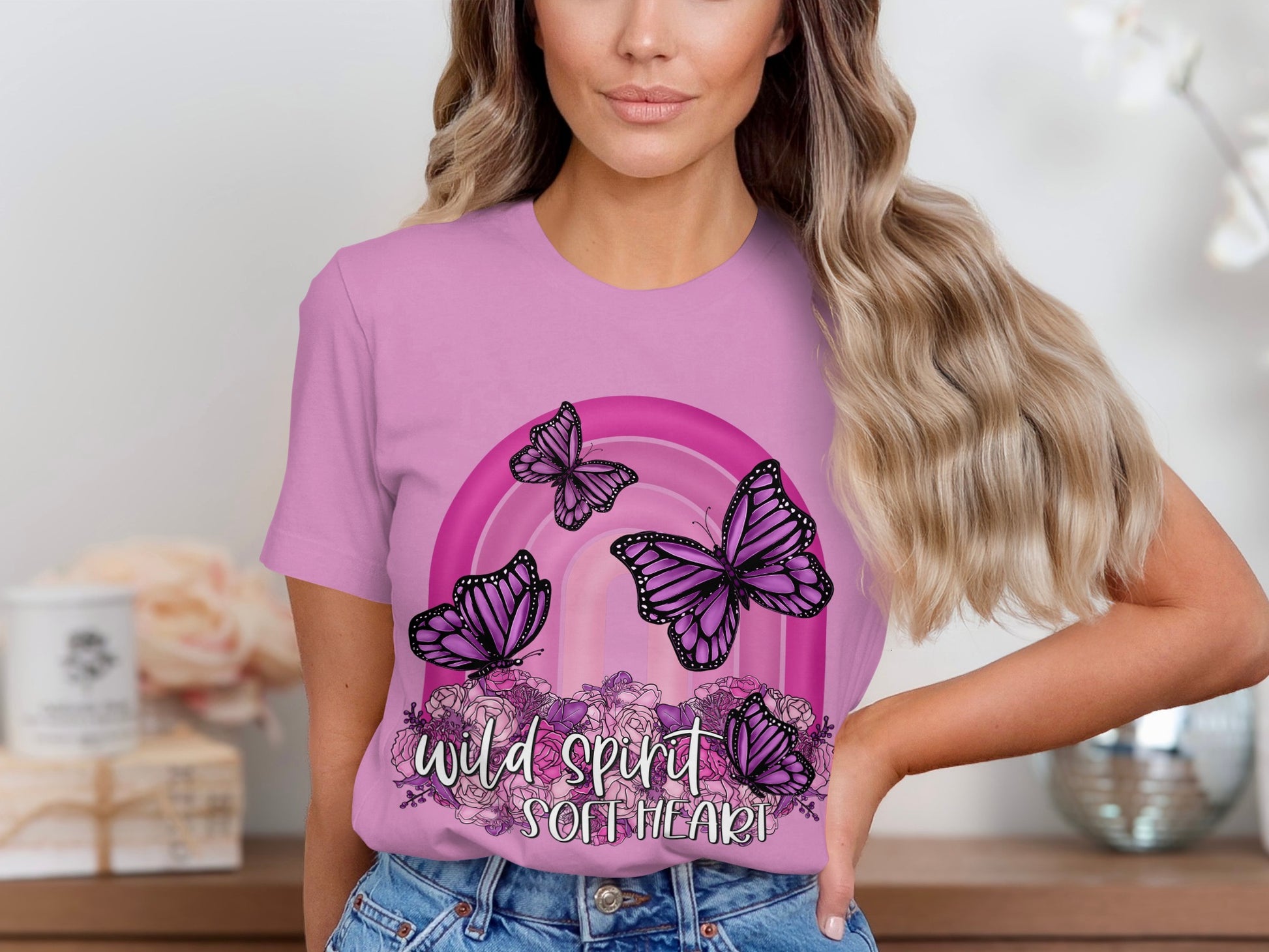 Wild Spirit Soft Heart Purple T-Shirt for Women
