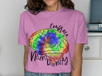 Embrace Neurodiversity Colorful Brain T-Shirt