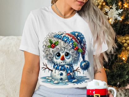 Christmas Snowman Character in Festive Design T-shirt