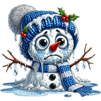 Adorable Melting Snowman with Festive Hat and Scarf