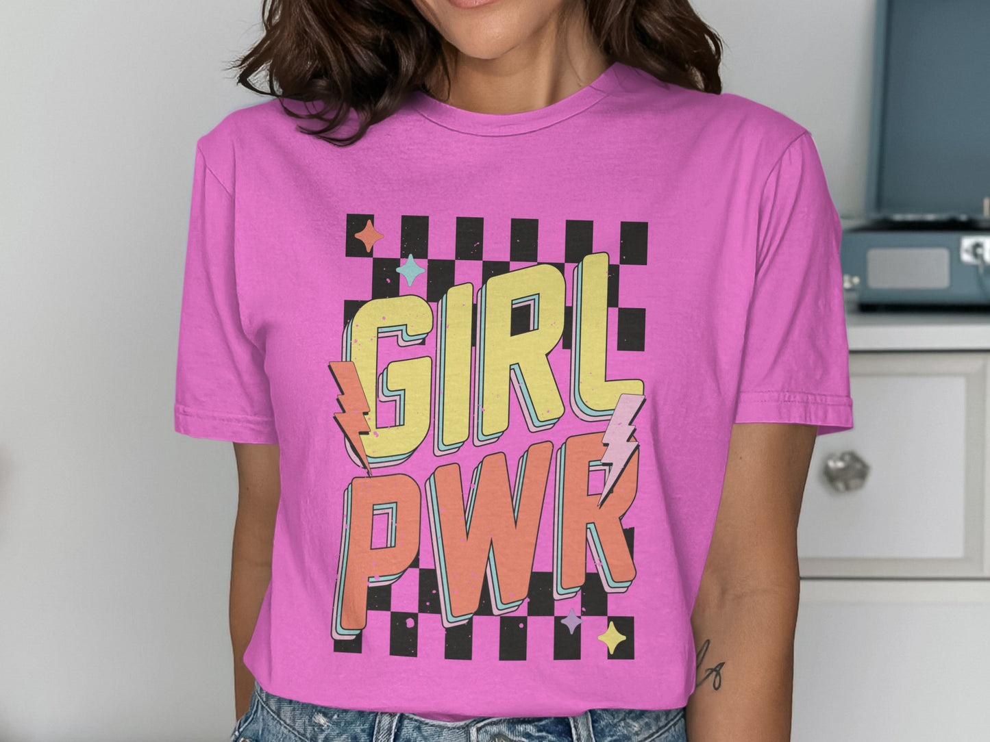 Pink Graphic Tee with Bold GIRL PWR Statement