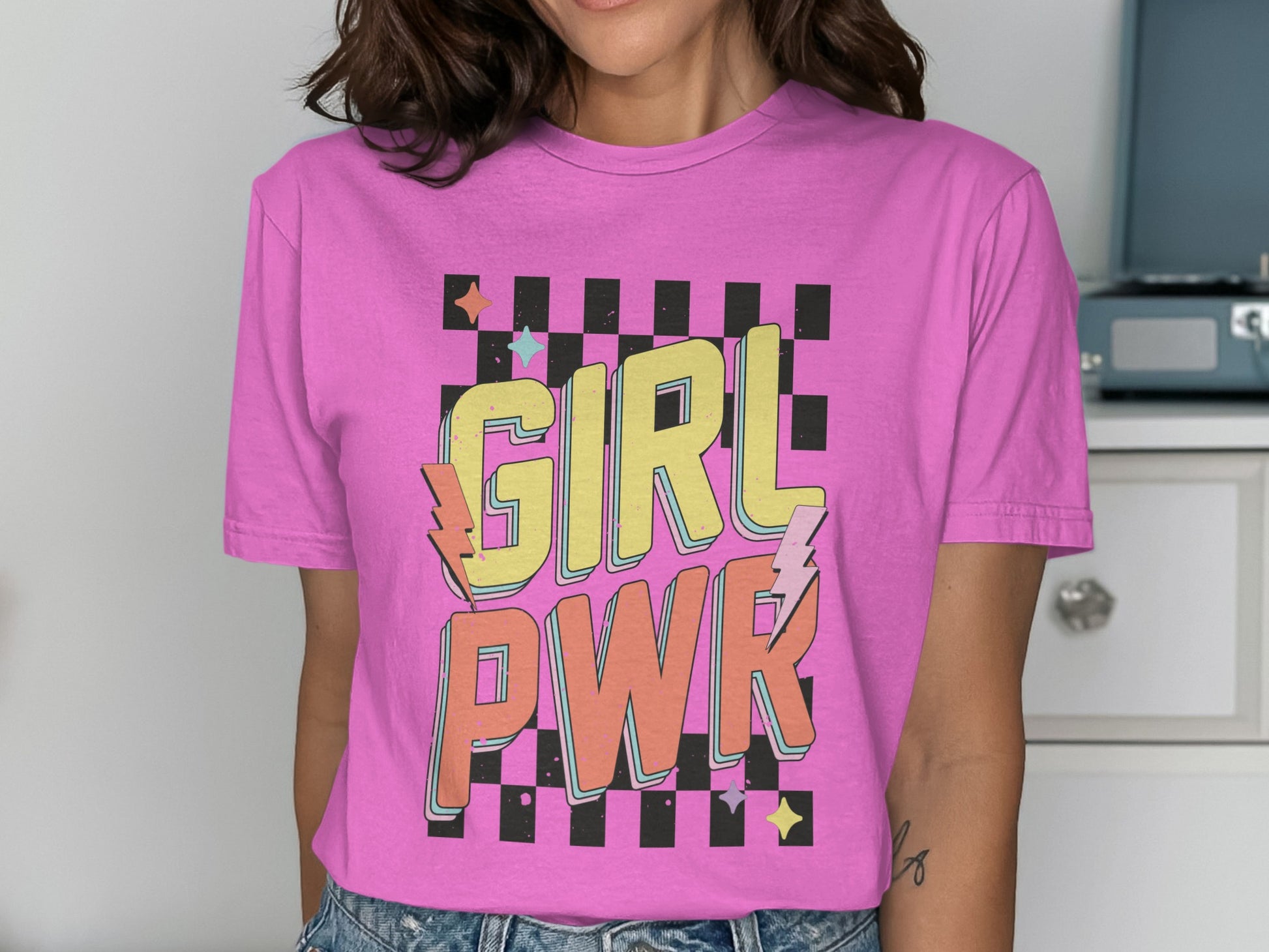 Pink Graphic Tee with Bold GIRL PWR Statement
