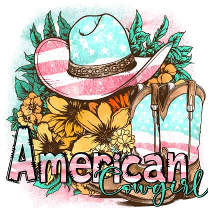 American Cowgirl Floral Hat and Boots Art Print