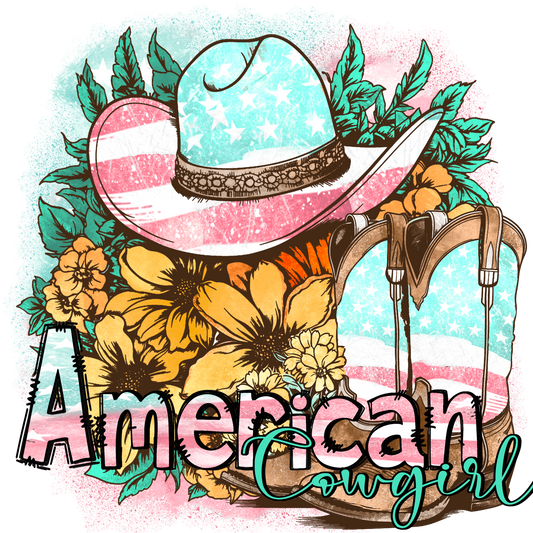 American Cowgirl Floral Hat and Boots Art Print