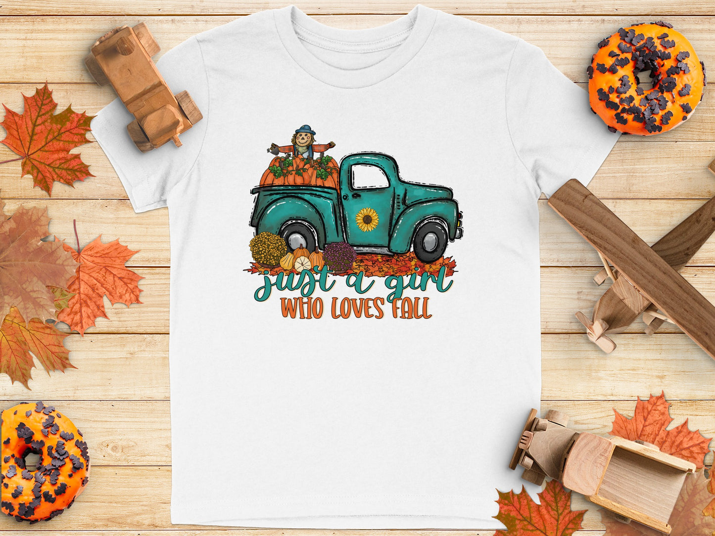 Just a Girl Who Loves Fall Truck Themed T-Shirt