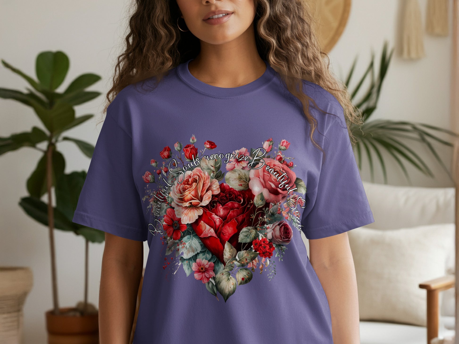 Beautiful Multicolor Heart with Roses T-Shirt