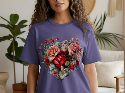 Beautiful Multicolor Heart with Roses T-Shirt