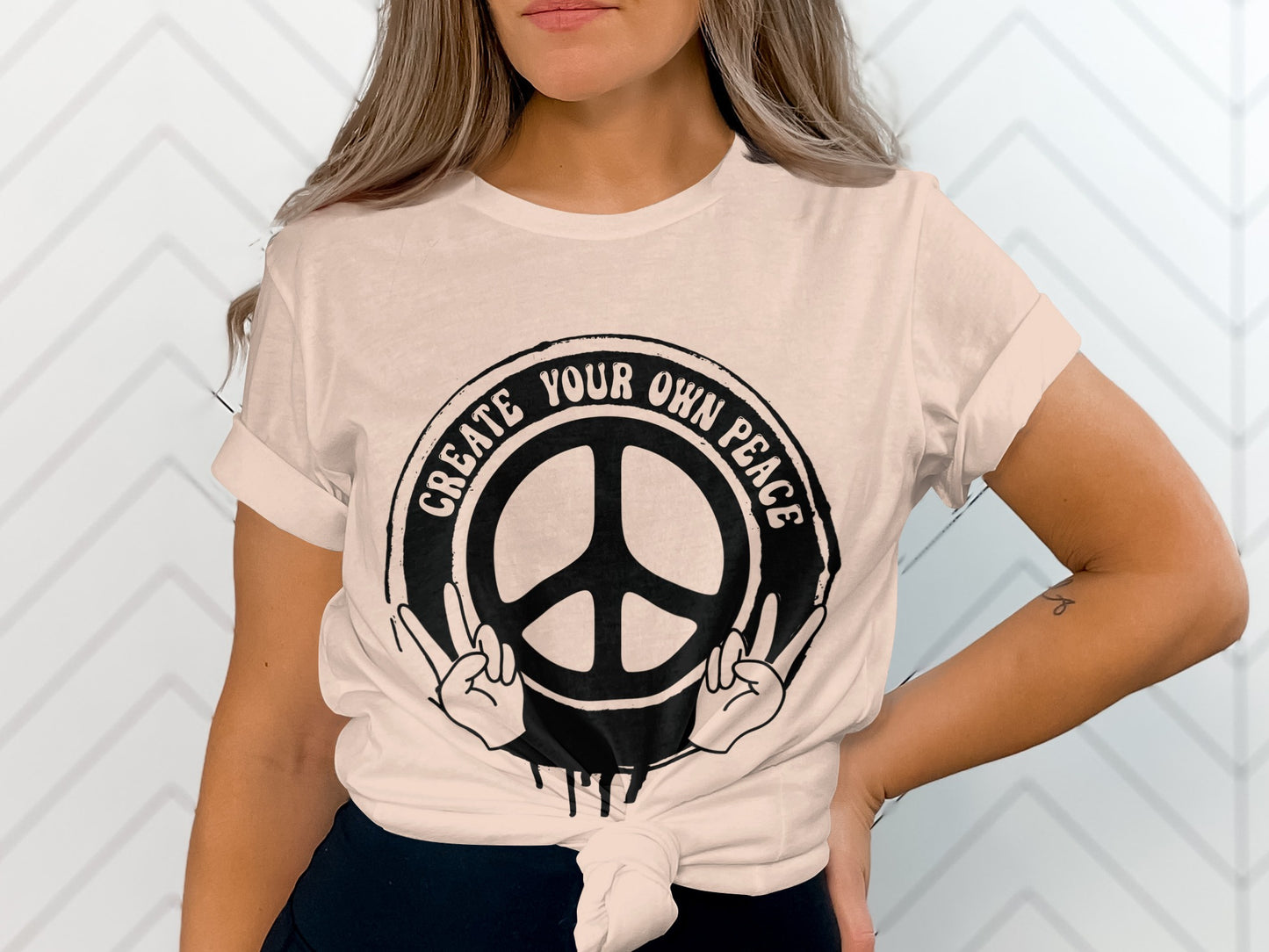 Create Your Own Peace Printed T-shirt Casual Wear
