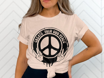 Create Your Own Peace Printed T-shirt Casual Wear