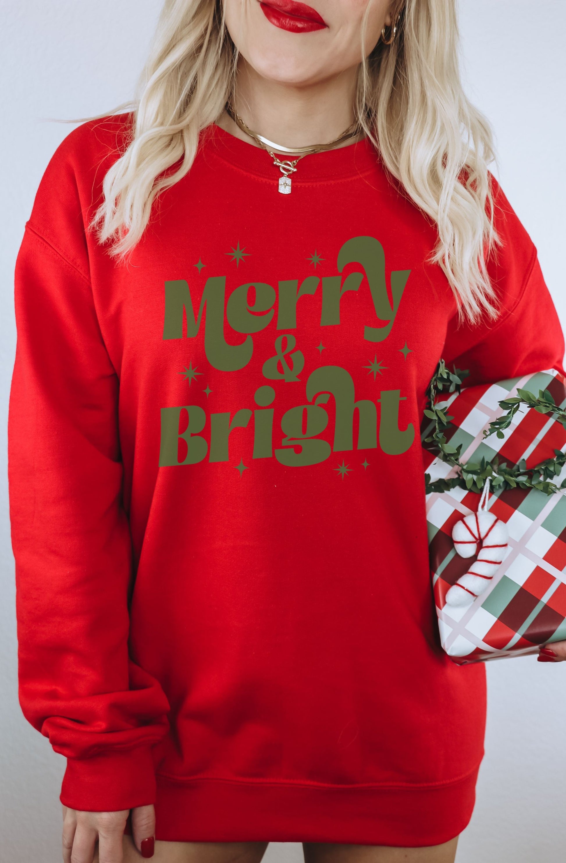 Festive Merry & Bright Sweatshirt Perfect for Holidays
