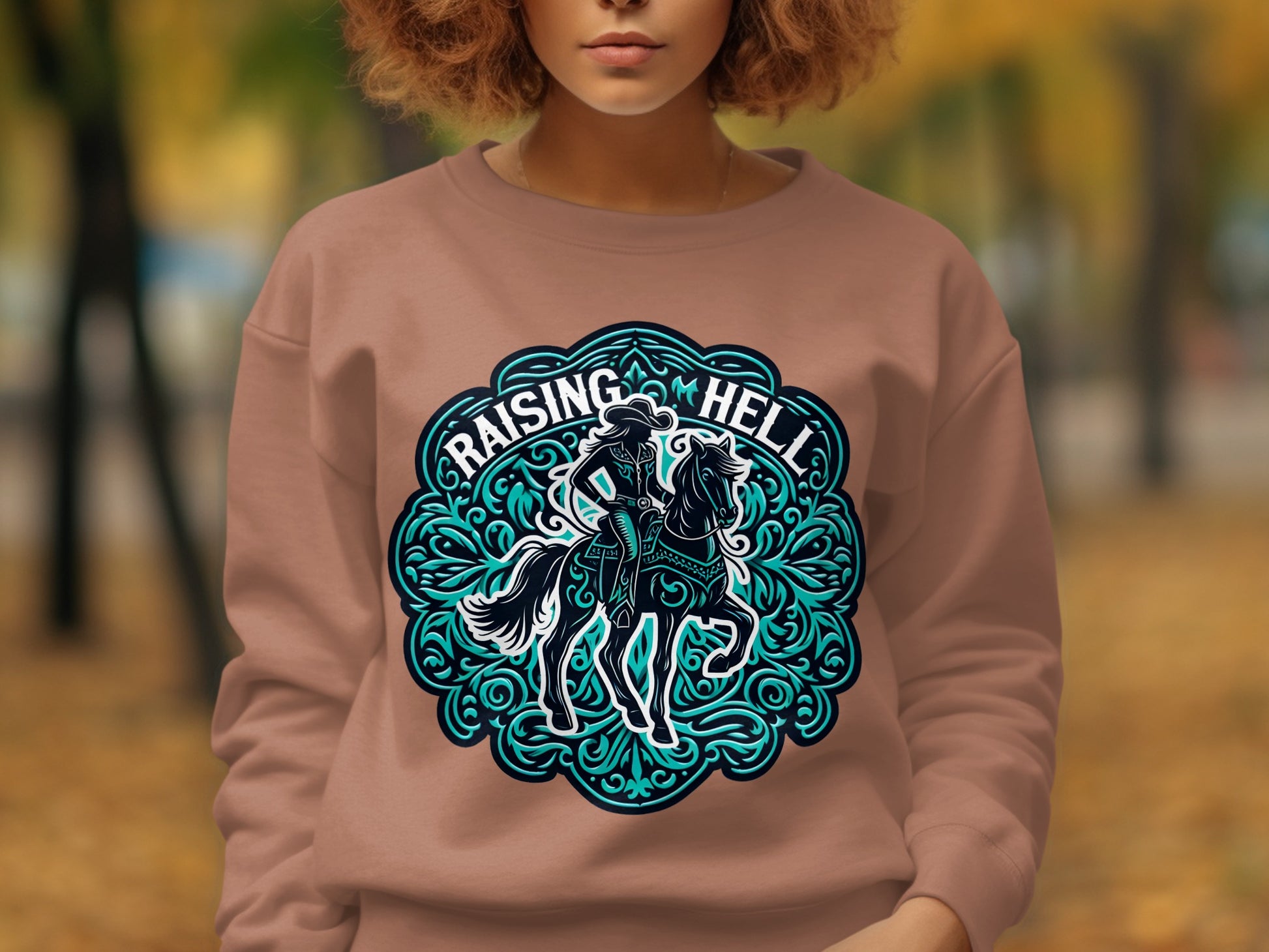 Raising Hell Graphic Sweatshirt in Autumn Vibes