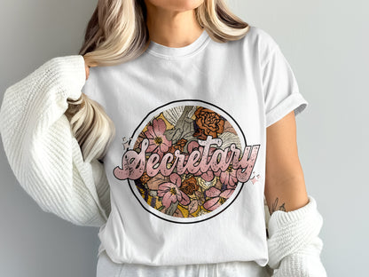Floral Secretary Graphic Print Casual T-Shirt