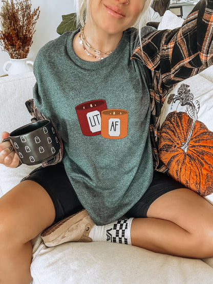Funny Graphic Tee with Cute Candle Design