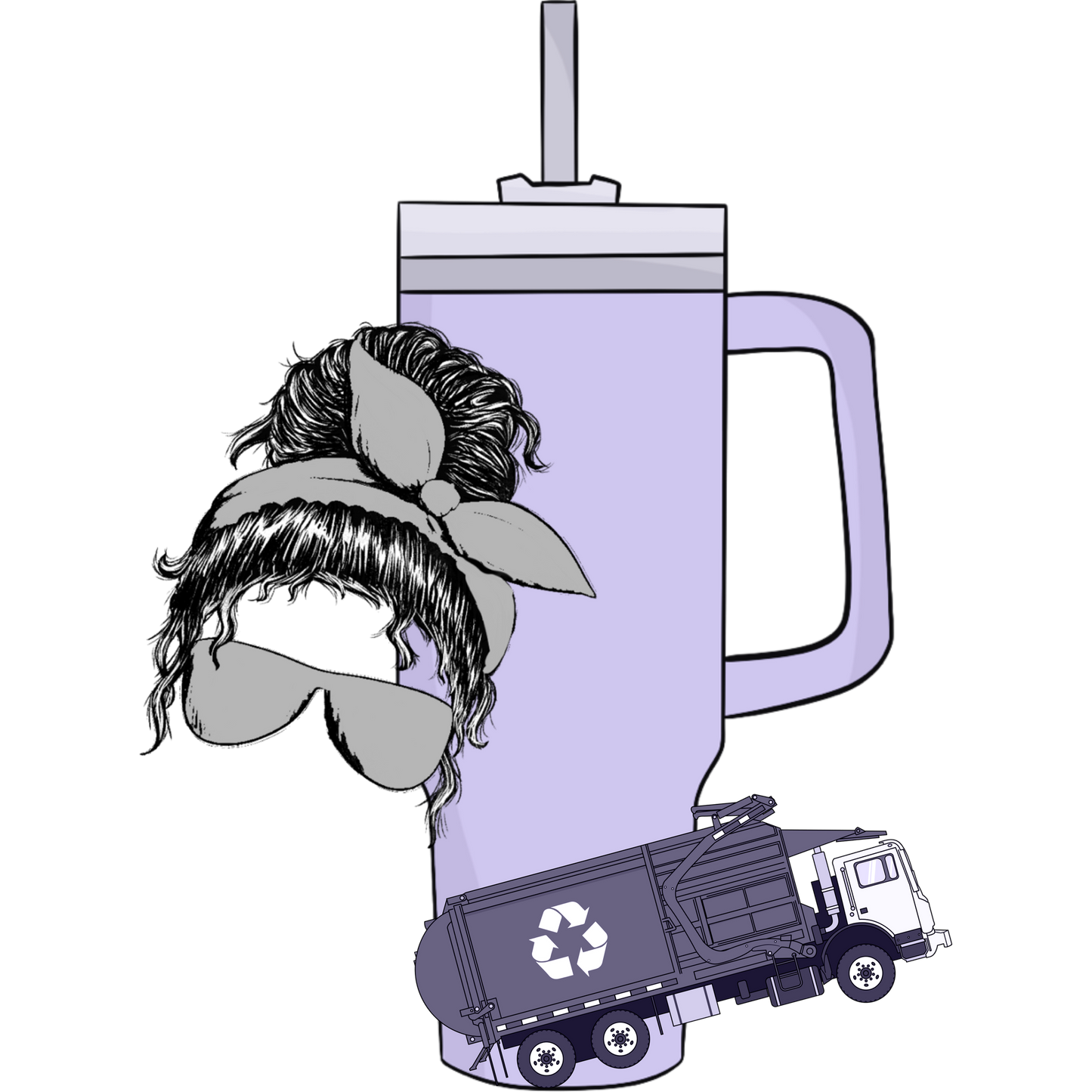Reusable Cup with Recycling Truck and Headband Design