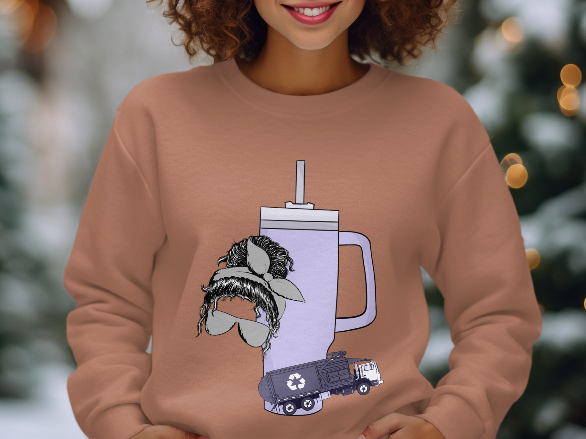 Funny Recycling Truck with Coffee Mug Sweatshirt