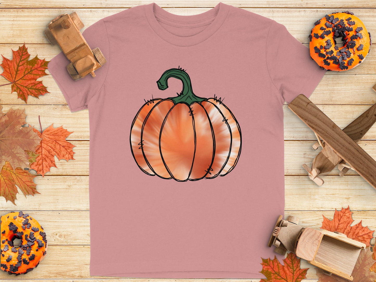 Autumn Pumpkin Graphic T-Shirt with Seasonal Design