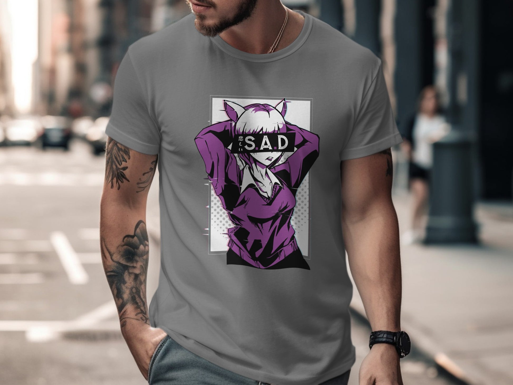 Trendy Graphic Anime Style SAD Character Shirt product