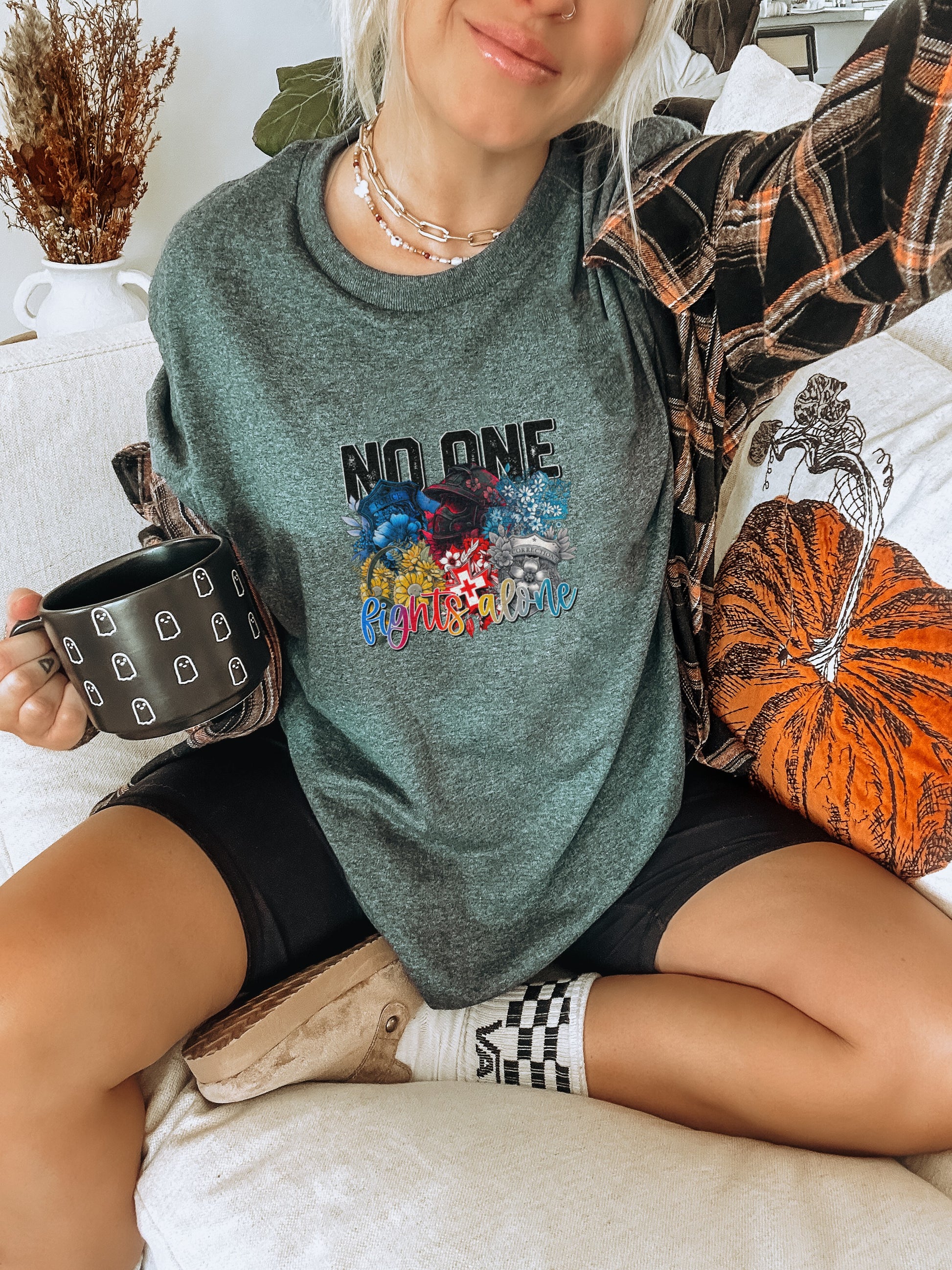 No One Fights Alone Colorful Graphic Tee