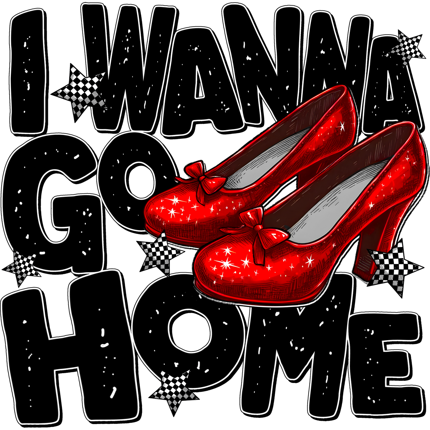 I Wanna Go Home Red High Heels Design Art