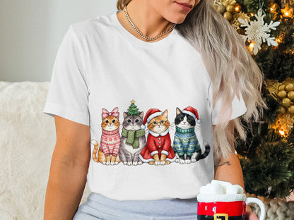 Cute Cats in Christmas Attire Graphic T-shirt