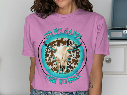 Do No Harm Take No Bull Skull Graphic T-Shirt